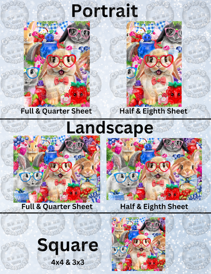 "Bunnies N Berries" by ©Sheena Pike Decorative Diamond Painting Release Papers