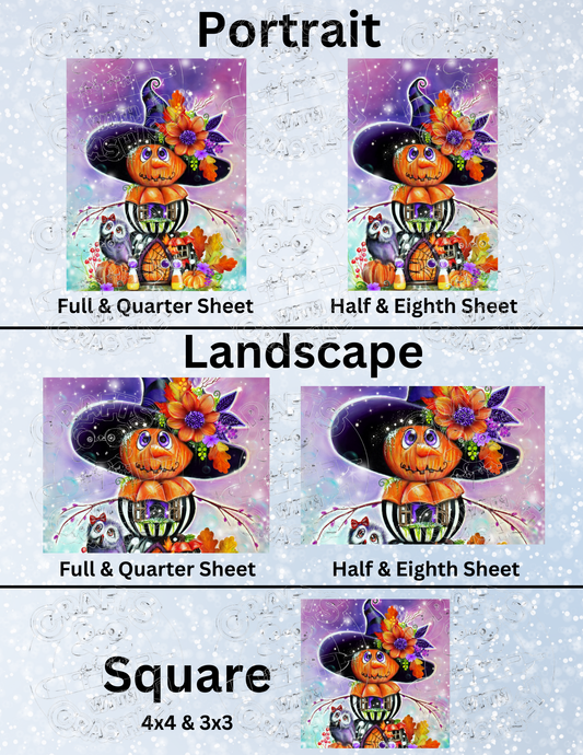 "Jack O Man Halloween House" by ©Sheena Pike Premium Decorative Release Papers for Diamond Painting