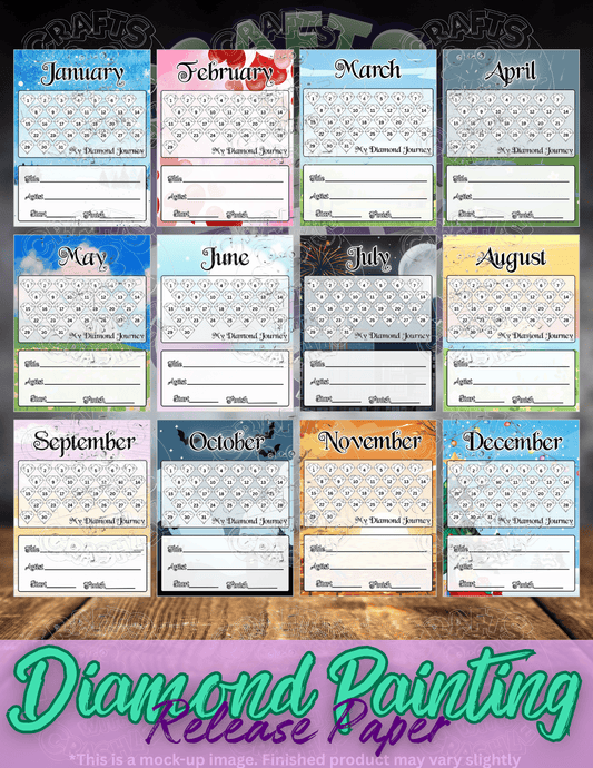 Monthly WIP Tracker Combo Pack Premium Release Paper for Diamond Painting