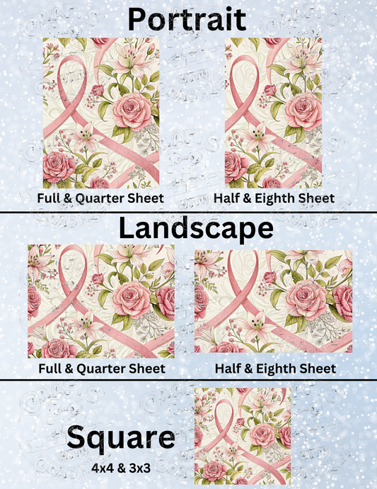 "Breast Cancer Ribbon" Premium Decorative Release Papers for Diamond Painting