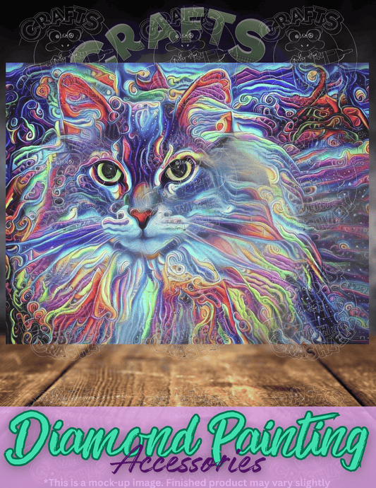"Cleo the Colorful Long Hair Cat" by ©Peggy Collins Premium Accessories for Diamond Painting