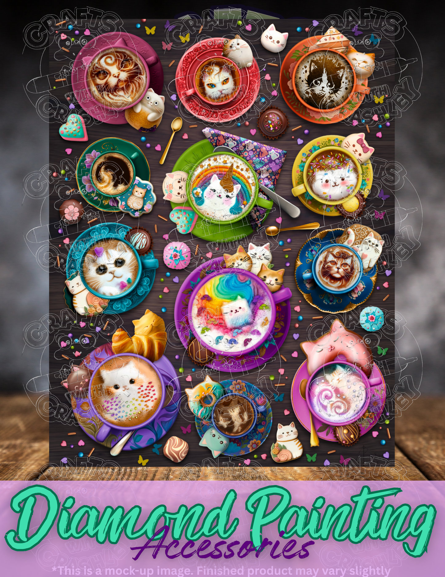 "Cat Lattes" by ©Brigid Ashwood Premium Accessories for Diamond Painting