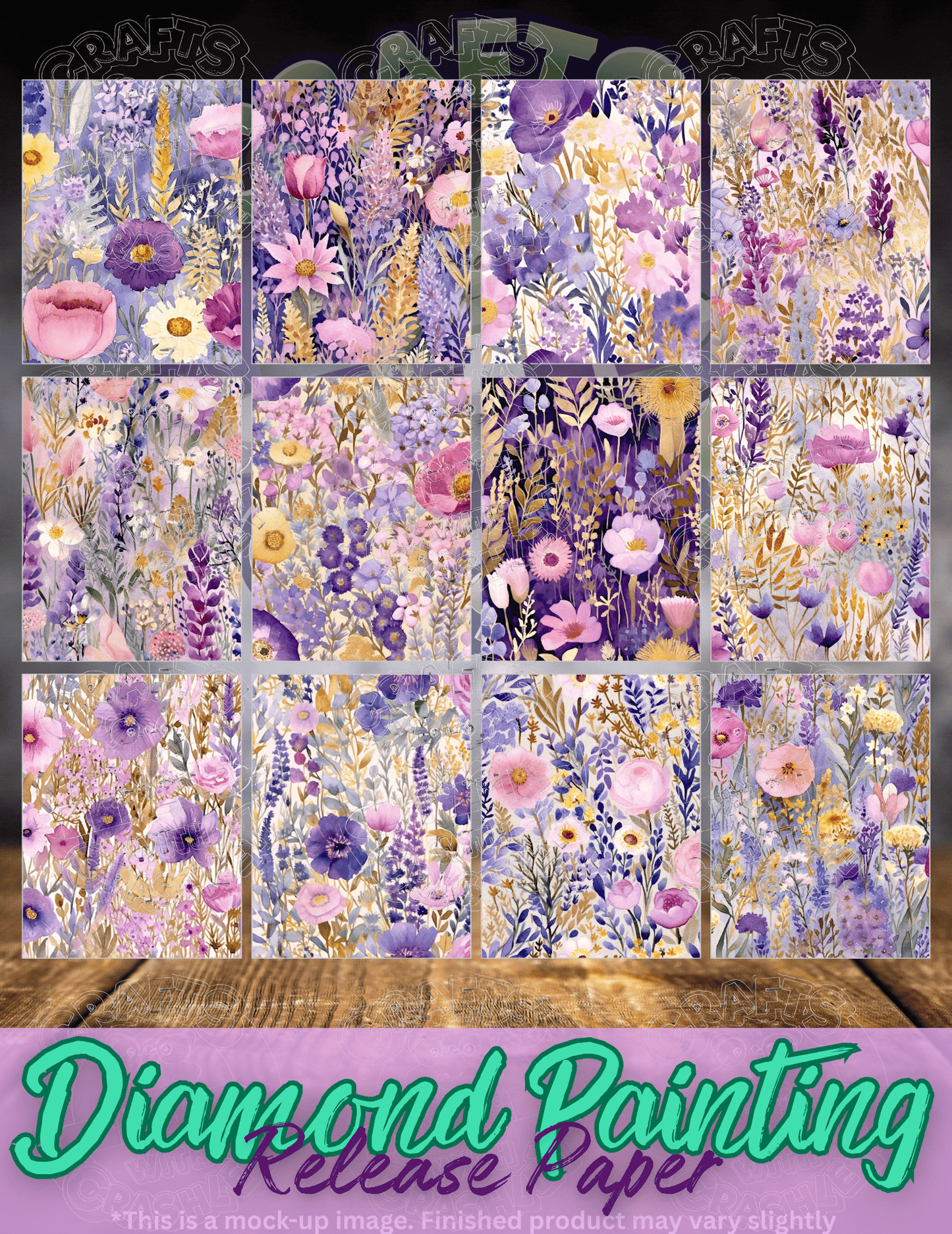 Periwinkle Purple Floral Combo Pack Premium Release Paper for Diamond Painting