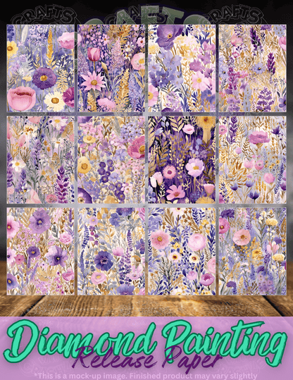 Periwinkle Purple Floral Combo Pack Premium Release Paper for Diamond Painting