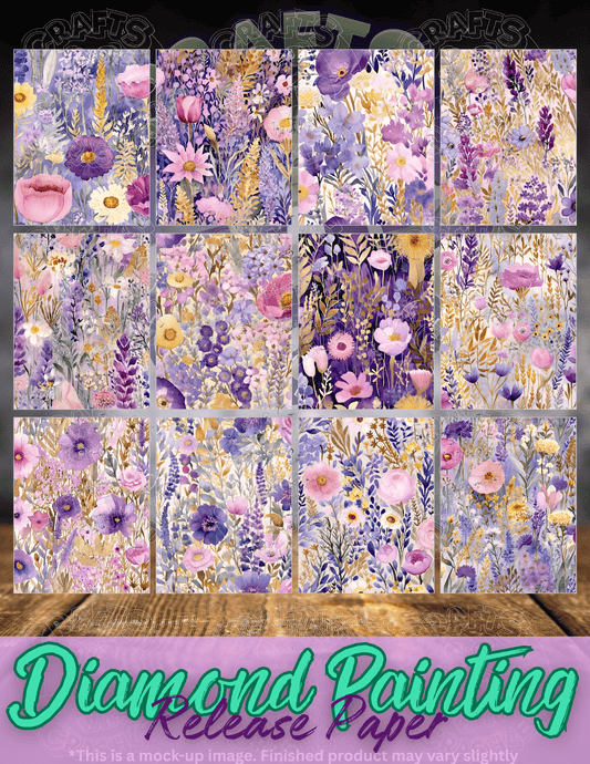 Periwinkle Purple Floral Combo Pack Premium Release Paper for Diamond Painting