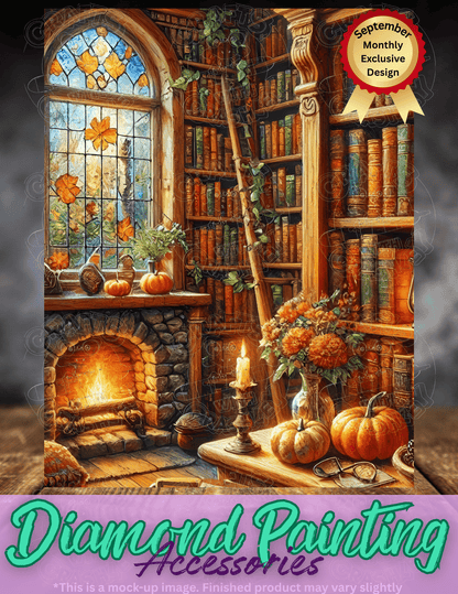 "Firelight Book Nook" Premium Accessories for Diamond Painting