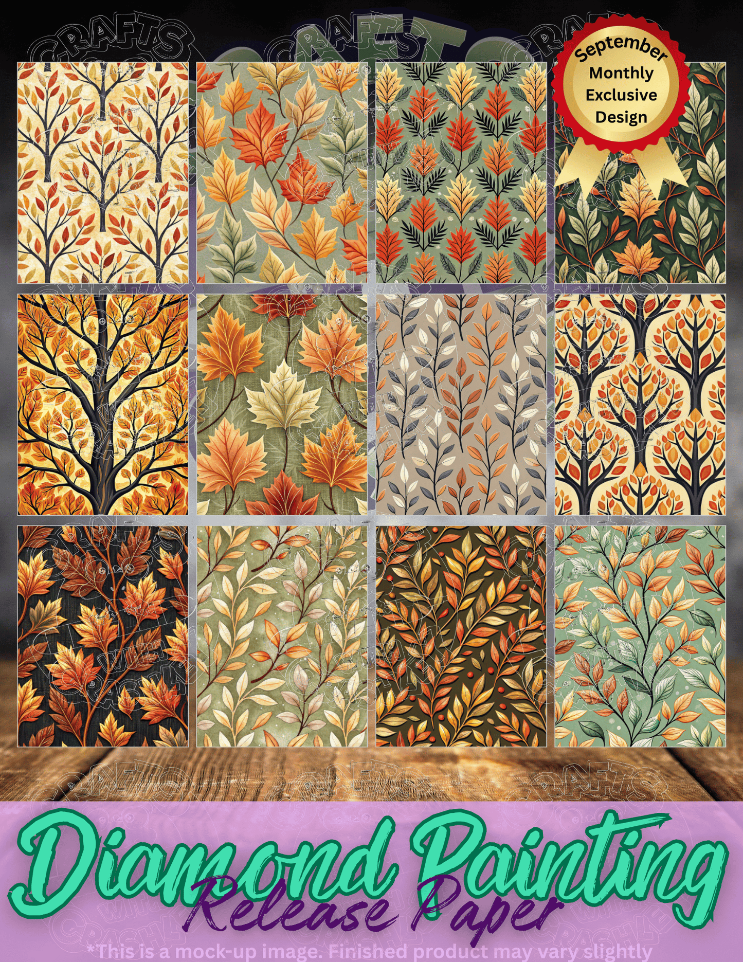 Fall Leaves Combo Pack Premium Release Paper for Diamond Painting