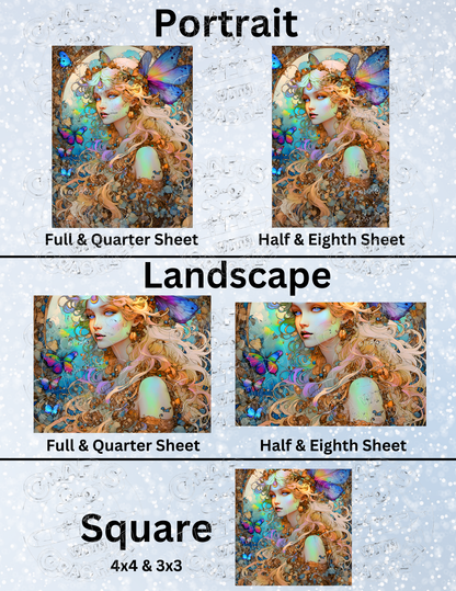 "Blue Eyes and Butterflies" by ©T.S. Larking Premium Decorative Release Papers for Diamond Painting