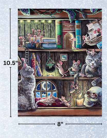 "Cat & Mouse Library" by ©Dakota Daetwiler Decorative Diamond Painting Release Papers