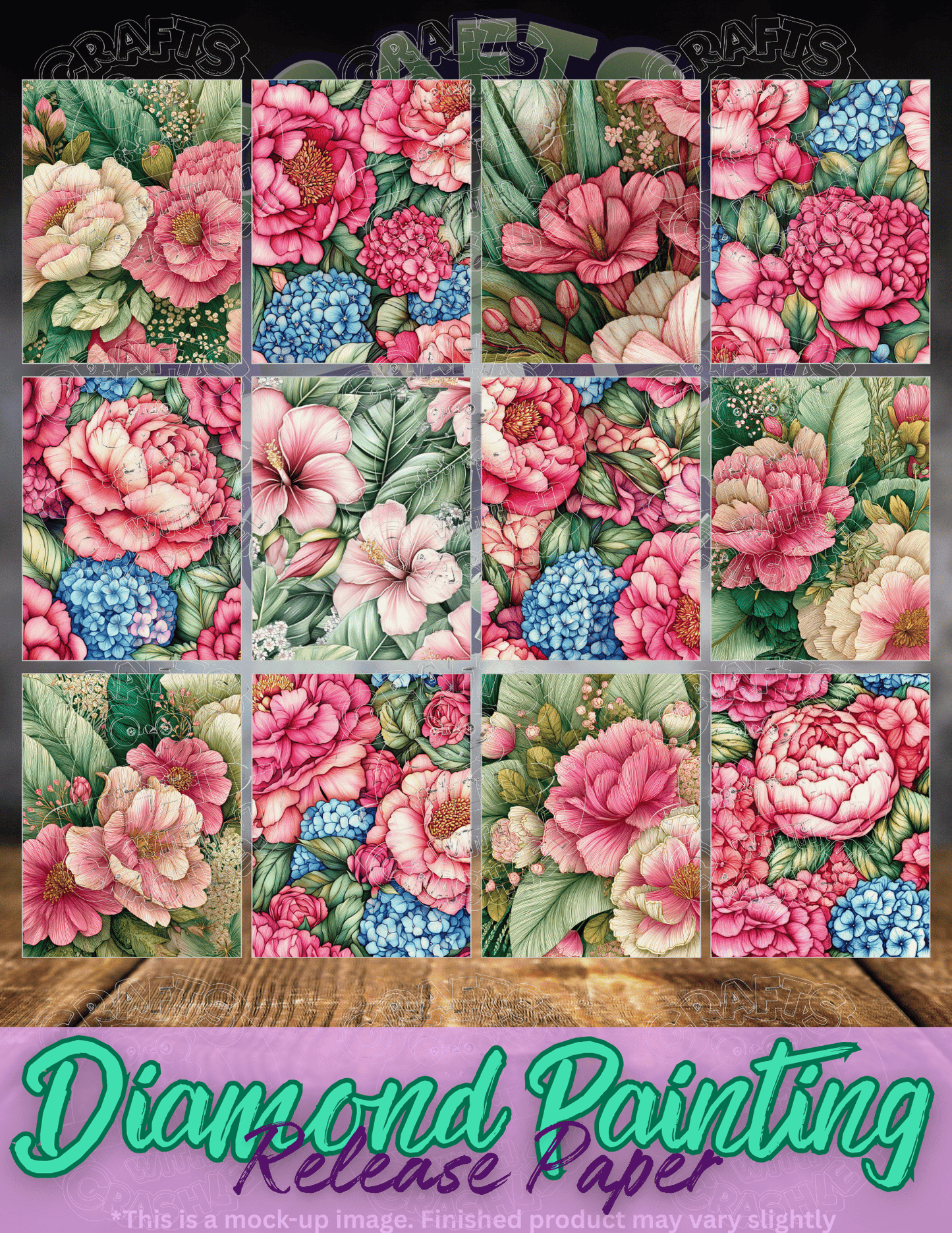 Tropical Pink Flowers Combo Pack Premium Release Paper for Diamond Painting