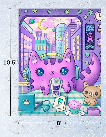 "Neko Cafe" by ©Jeremiah Ketner Decorative Diamond Painting Release Papers