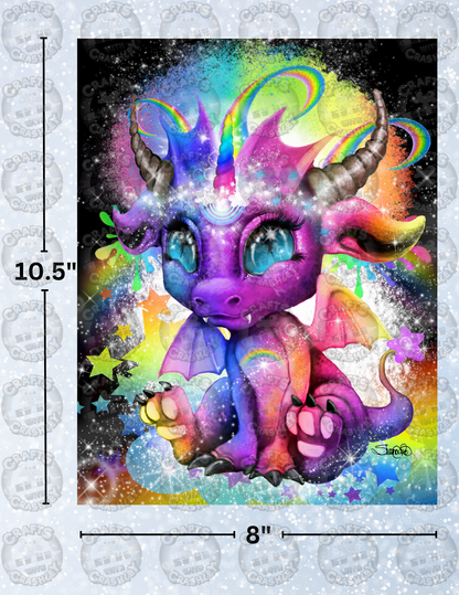 "Rainbow Lil Dragonz" by ©Sheena Pike Decorative Diamond Painting Release Papers