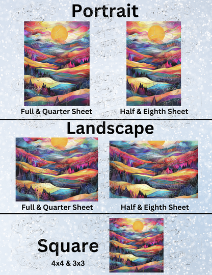 "Valley Sunset" by ©Peggy Collins Premium Decorative Release Papers for Diamond Painting