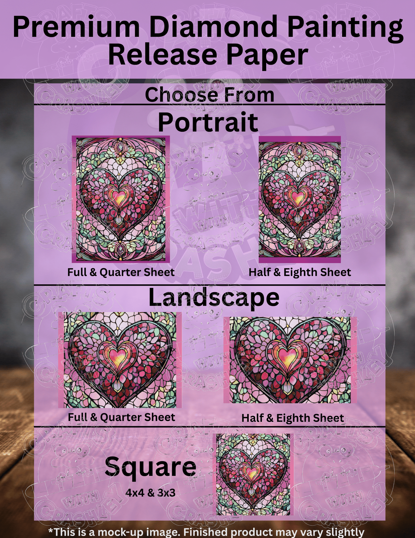 "Pink Stained Glass Heart" by ©T.S. Larking Premium Accessories for Diamond Painting