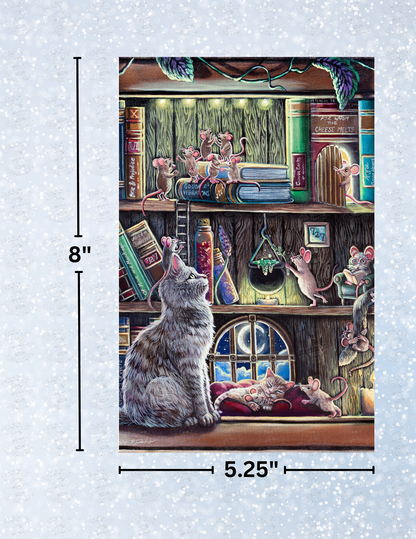 "Cat & Mouse Library" by ©Dakota Daetwiler Decorative Diamond Painting Release Papers