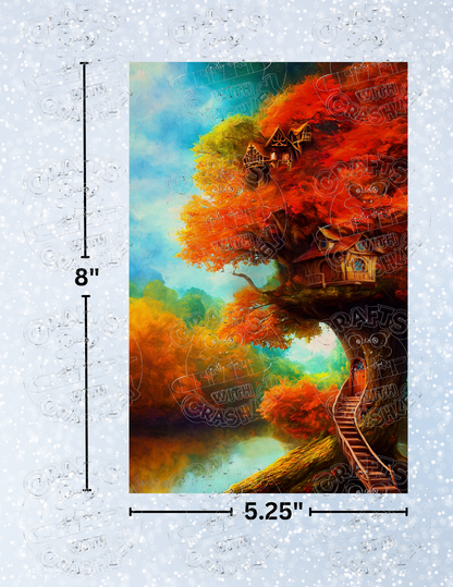 "My Treehouse in Autumn" by ©Peggy Collins Decorative Diamond Painting Release Papers