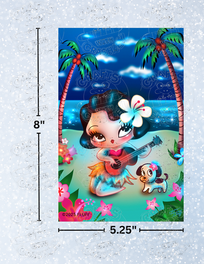 "Hula Lulu Night Scene" By ©Miss Fluff Decorative Diamond Painting Release Papers