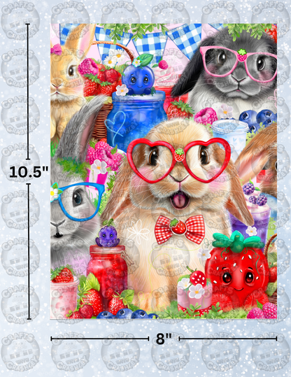 "Bunnies N Berries" by ©Sheena Pike Decorative Diamond Painting Release Papers