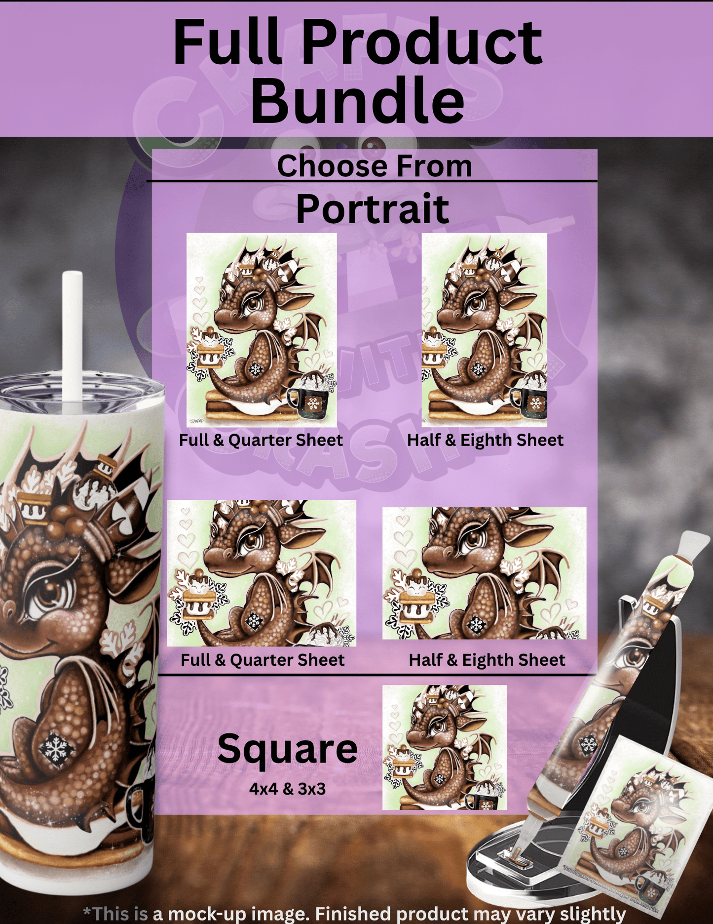 "Hot Cocoa n' S'mores Lil Dragon" by ©Sheena Pike Premium Accessories for Diamond Painting