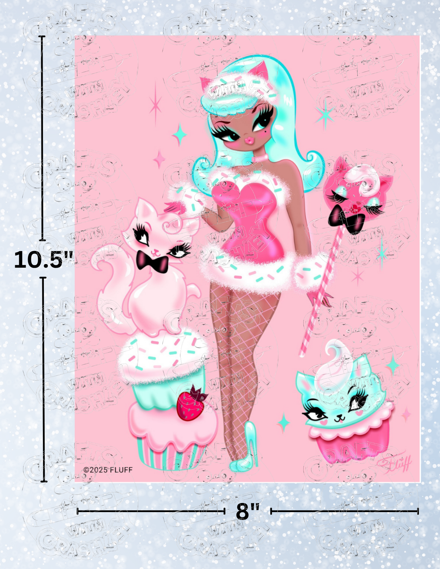 "Cupcake Doll with Kitty" by ©Miss Fluff Premium Decorative Release Papers for Diamond Painting