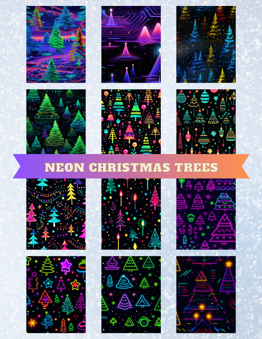 "Neon Christmas Trees" Decorative Diamond Painting Release Papers