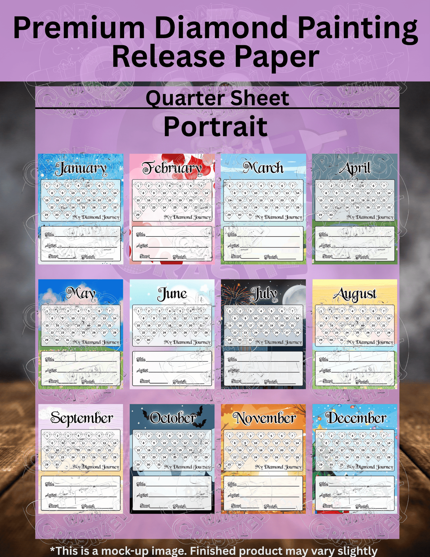Monthly WIP Tracker Combo Pack Premium Release Paper for Diamond Painting