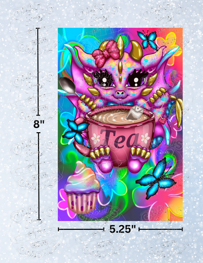 "Tea Time Dragons" by Emma Casey Decorative Diamond Painting Release Papers