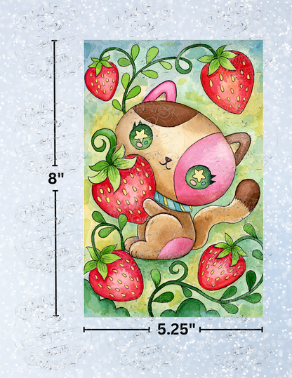 "Strawberry Kitty" by ©Jeremiah Ketner Decorative Diamond Painting Release Papers