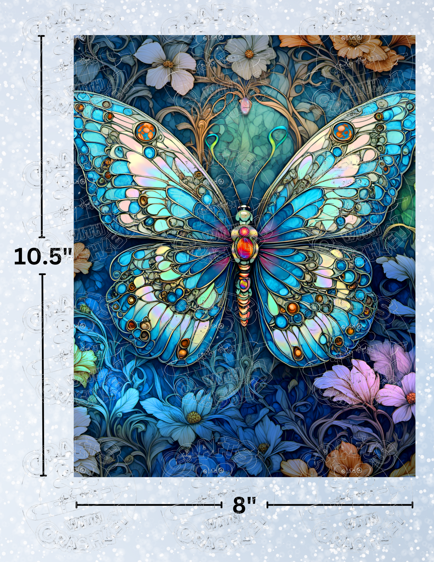 "Crystal Blue Butterfly" by ©T.S. Larking Premium Decorative Release Papers for Diamond Painting