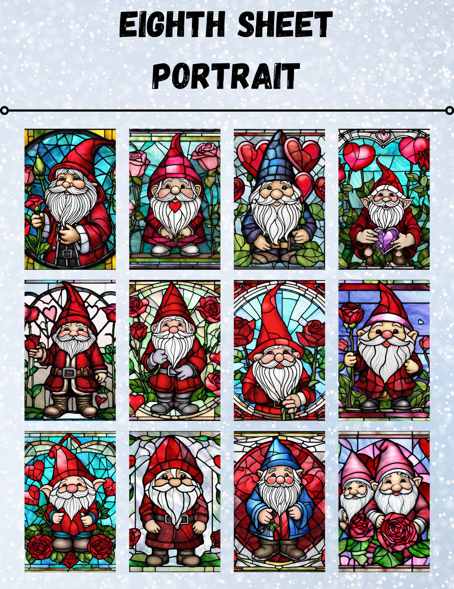 "Stained Glass Gnome Love" Decorative Diamond Painting Release Paper