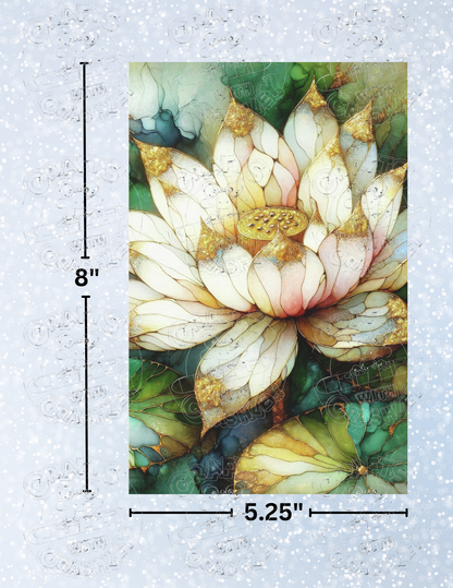 "White Lotus" by ©Peggy Collins Decorative Diamond Painting Release Papers