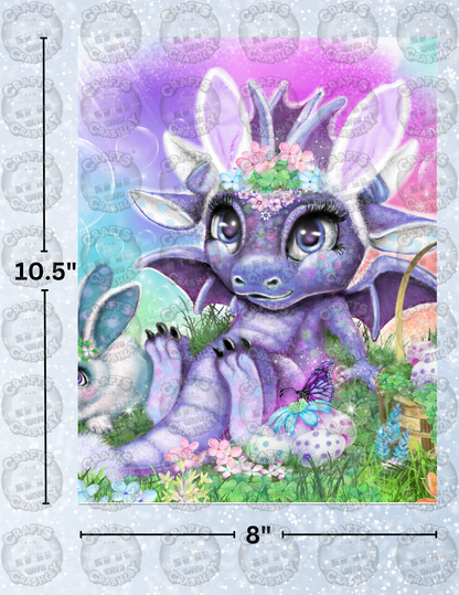 "Easter Bunny Lil Dragonz" by ©Sheena Pike Decorative Diamond Painting Release Papers