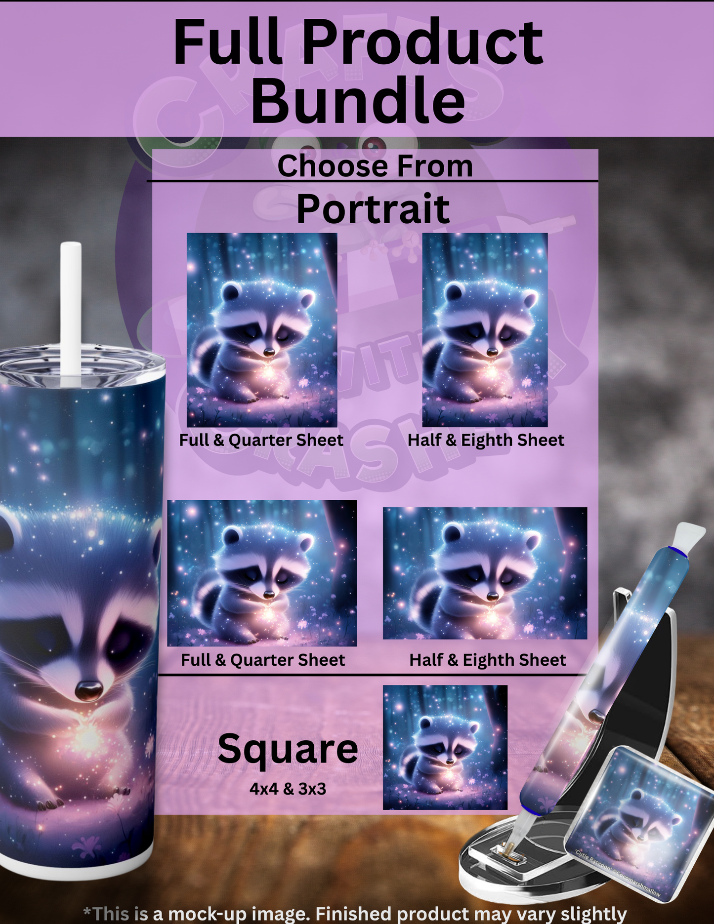 "Cutie Raccoon" by ©Cocomarshmallow Premium Accessories for Diamond Painting