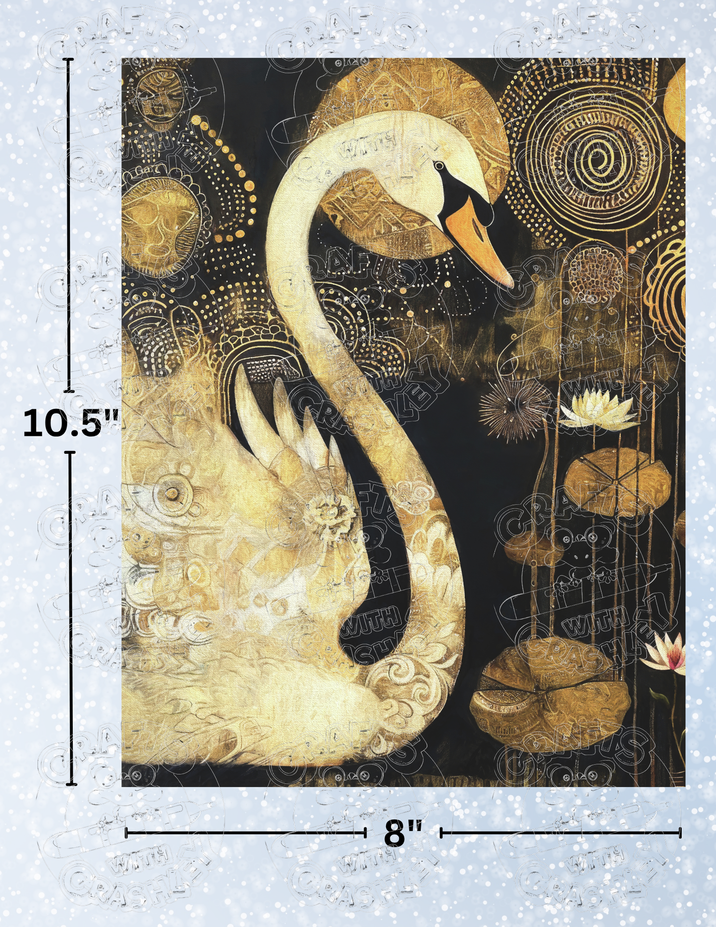 "Swan and Lotus Flowers" by ©Peggy Collins Premium Decorative Release Papers for Diamond Painting