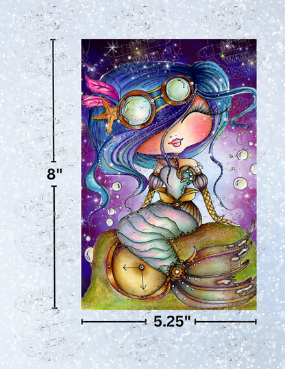 "SteamPunk Purple Seas Mermaid" by ©Sherri Baldy Decorative Diamond Painting Release Papers