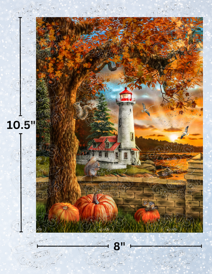"Autumn Lighthouse" by ©Tom Wood Premium Decorative Release Papers for Diamond Painting
