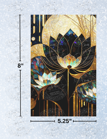 "Golden Lotus" by ©Peggy Collins Decorative Diamond Painting Release Papers