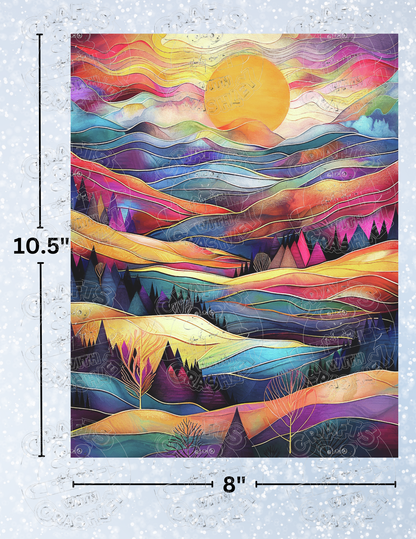 "Valley Sunset" by ©Peggy Collins Premium Decorative Release Papers for Diamond Painting