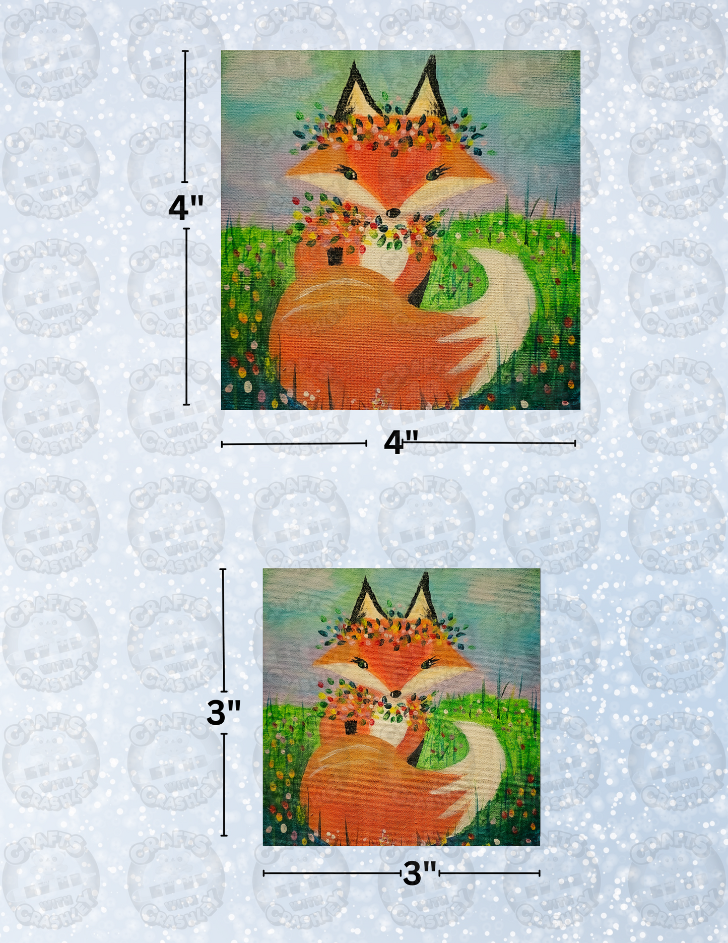 "Flower the Fox" By Ginny Kollmeier Decorative Diamond Painting Release Papers