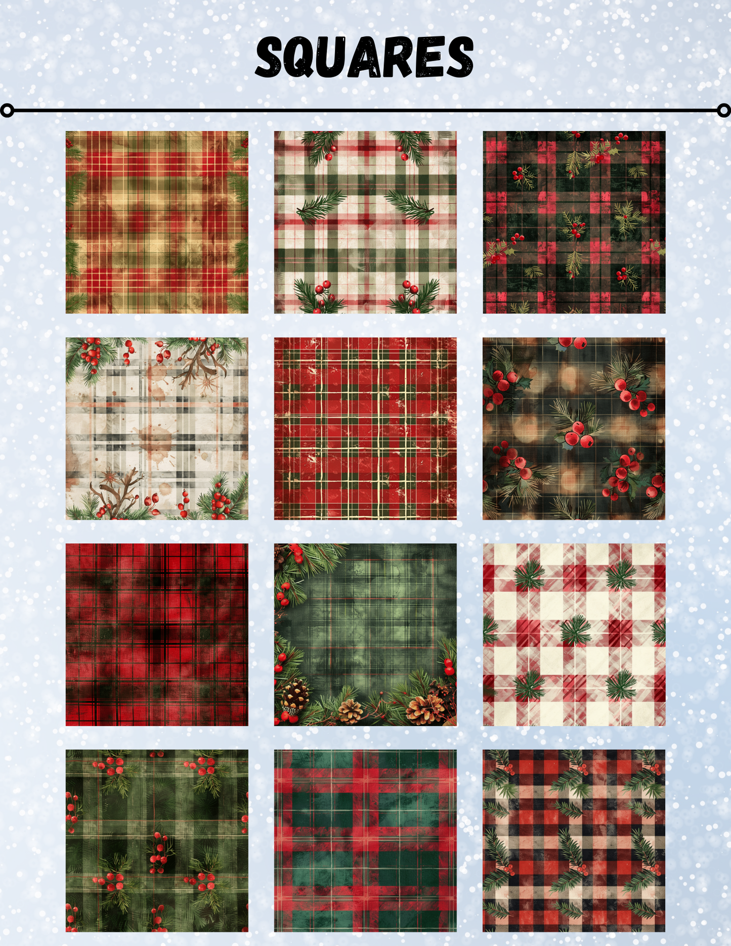 "Christmas Plaid" Decorative Diamond Painting Release Papers