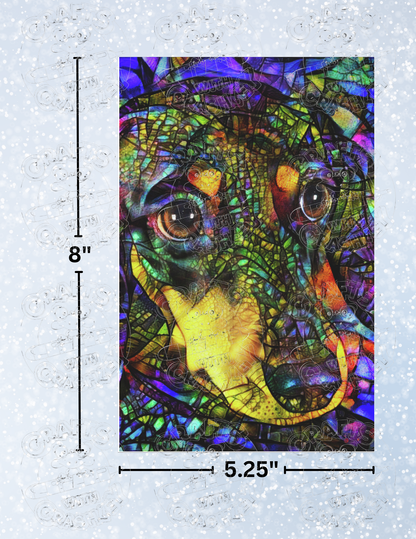 "Dixie the Stained Glass Dachshund" by ©Peggy Collins Decorative Diamond Painting Release Papers