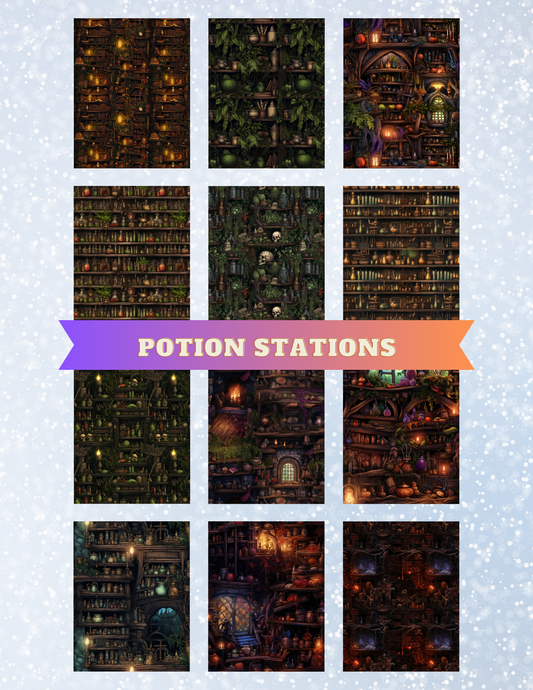 "Potion Stations" Premium Diamond Painting Release Papers