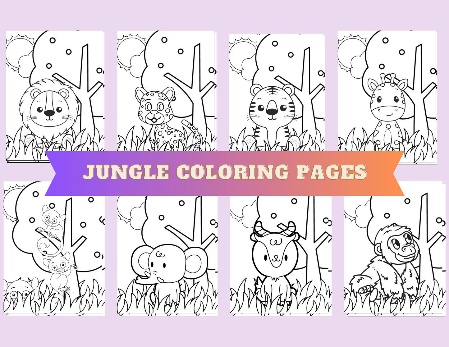 "Jungle Coloring Pages" Premium Diamond Painting Release Papers