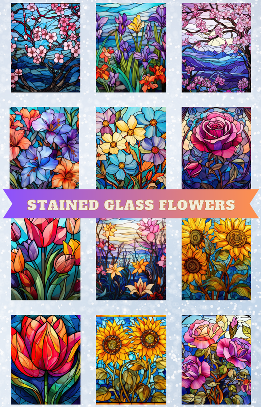 "Stained Glass Flowers" Premium Diamond Painting Release Papers