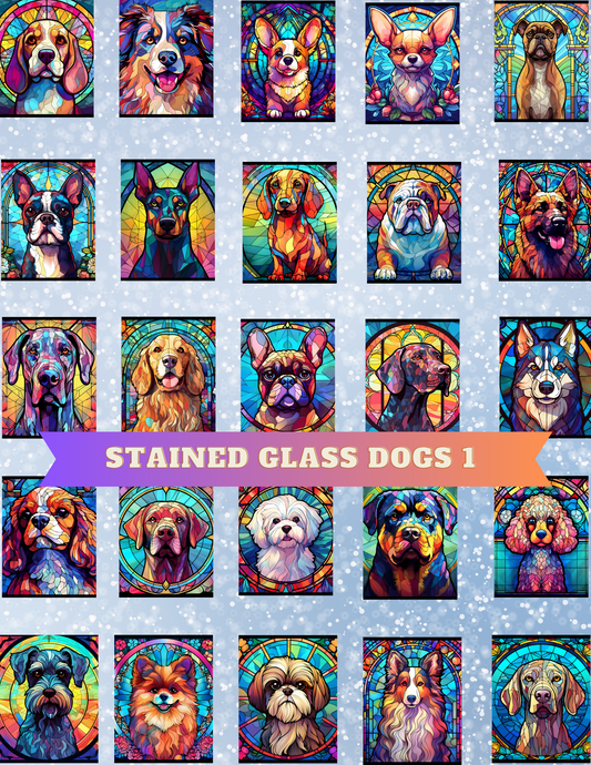 "Stained Glass Dogs 1" Premium Diamond Painting Release Papers