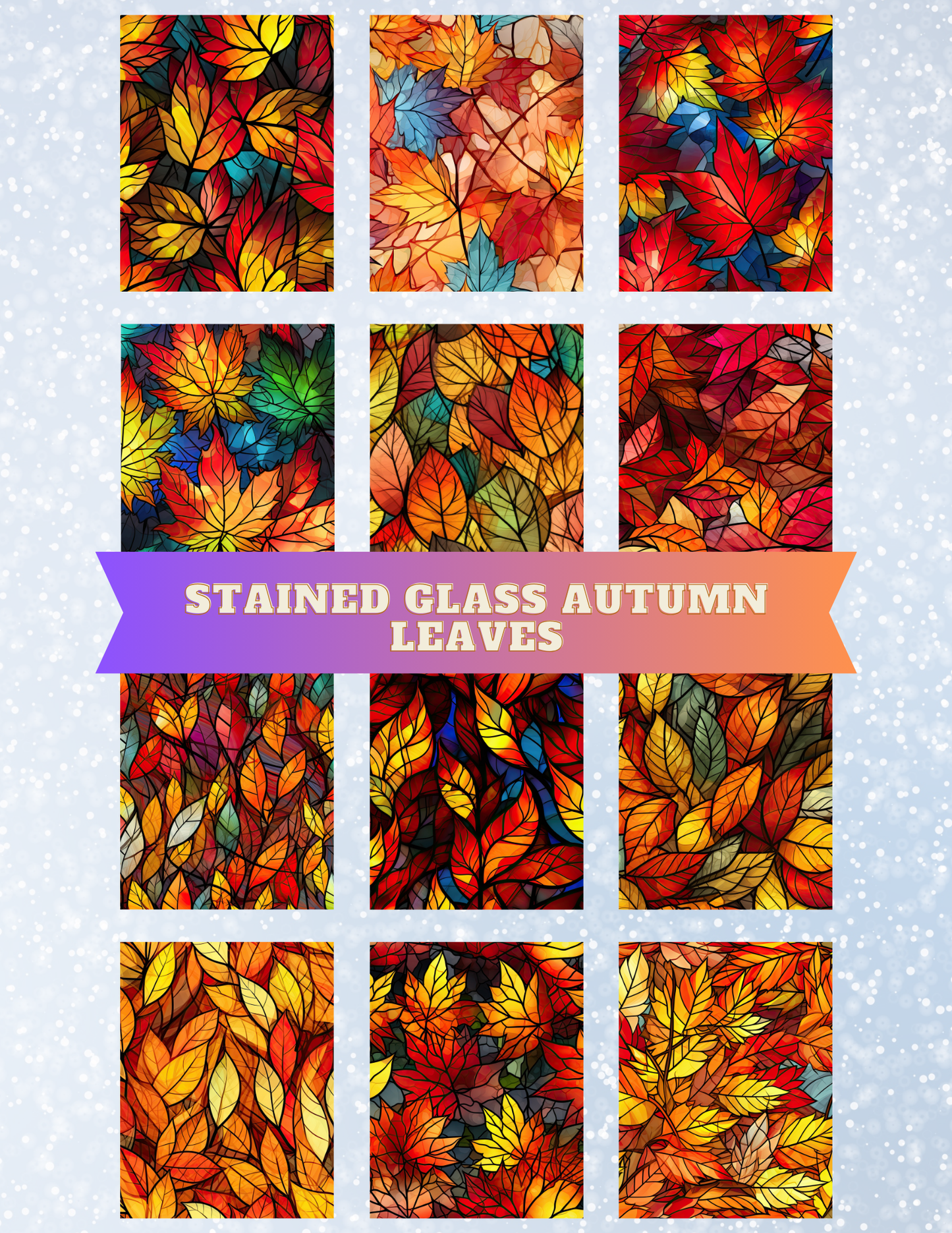 "Stained Glass Autumn Leaves" Decorative Diamond Painting Release Papers