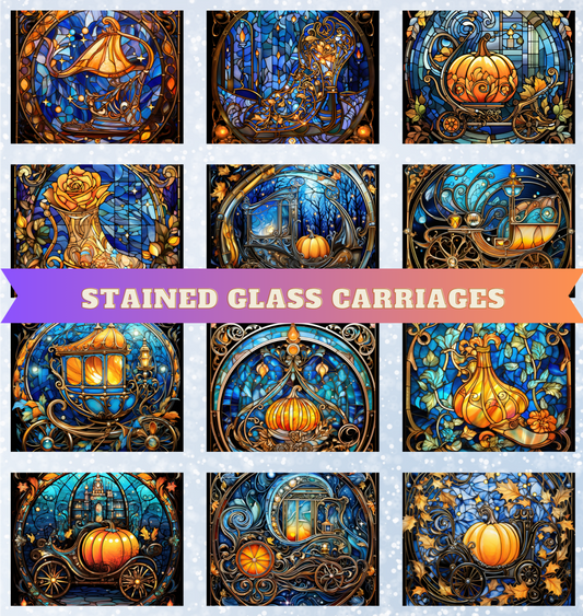 "Stained Glass Carriages" Premium Diamond Painting Release Papers