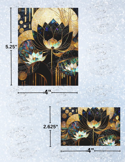 "Golden Lotus" by ©Peggy Collins Decorative Diamond Painting Release Papers