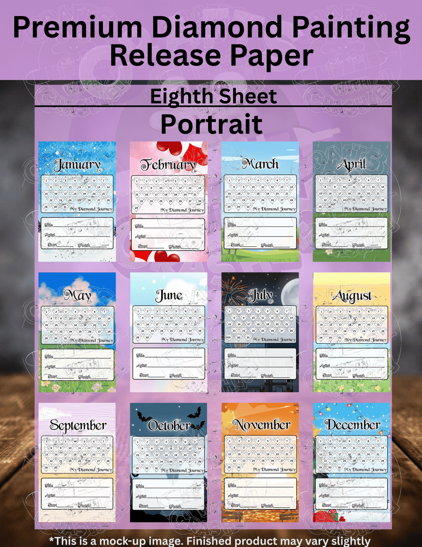 Monthly WIP Tracker Combo Pack Premium Release Paper for Diamond Painting