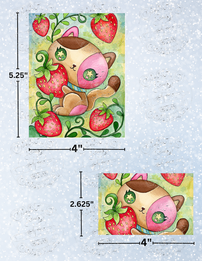 "Strawberry Kitty" by ©Jeremiah Ketner Decorative Diamond Painting Release Papers